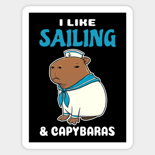 I Like Sailing and Capybaras Cartoon Sticker